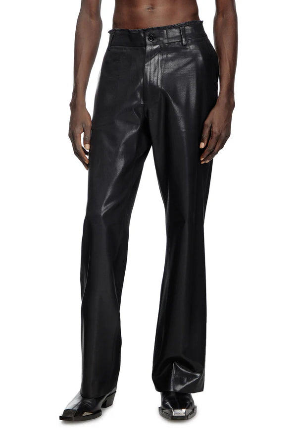 Cool Wool Pants With Denim-Trim Waist