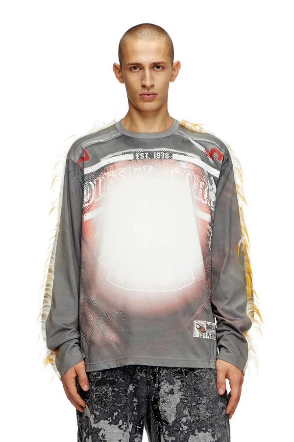 Long-Sleeve T-Shirt With  Fuzzy Trims