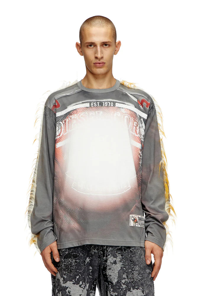 Long-Sleeve T-Shirt With  Fuzzy Trims