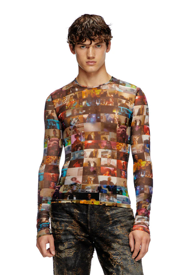 Stretch Tulle Top With Livestream Print