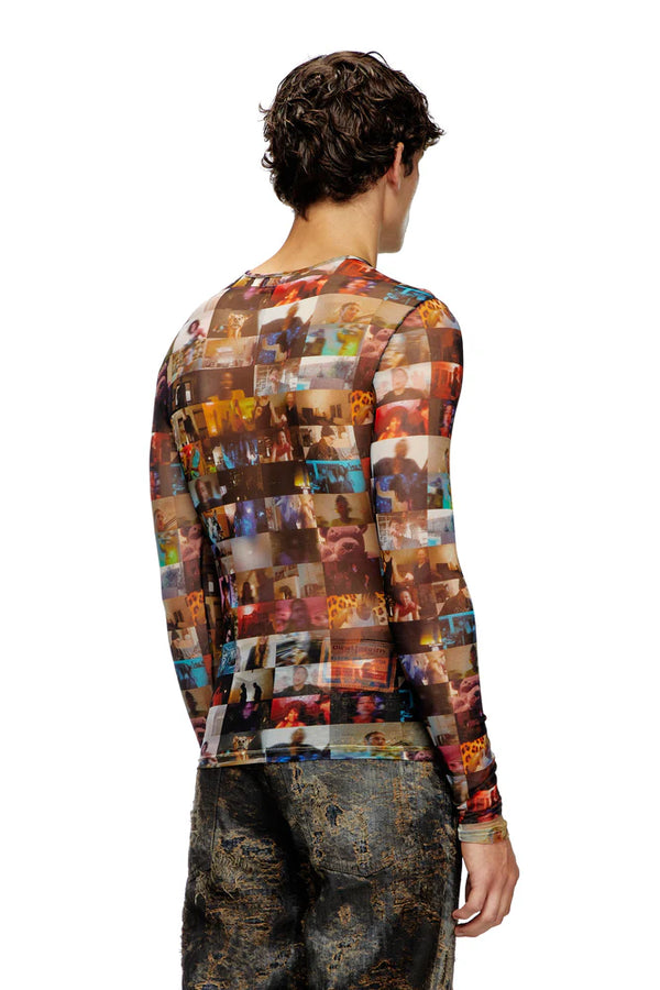 Stretch Tulle Top With Livestream Print