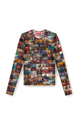 Stretch Tulle Top With Livestream Print