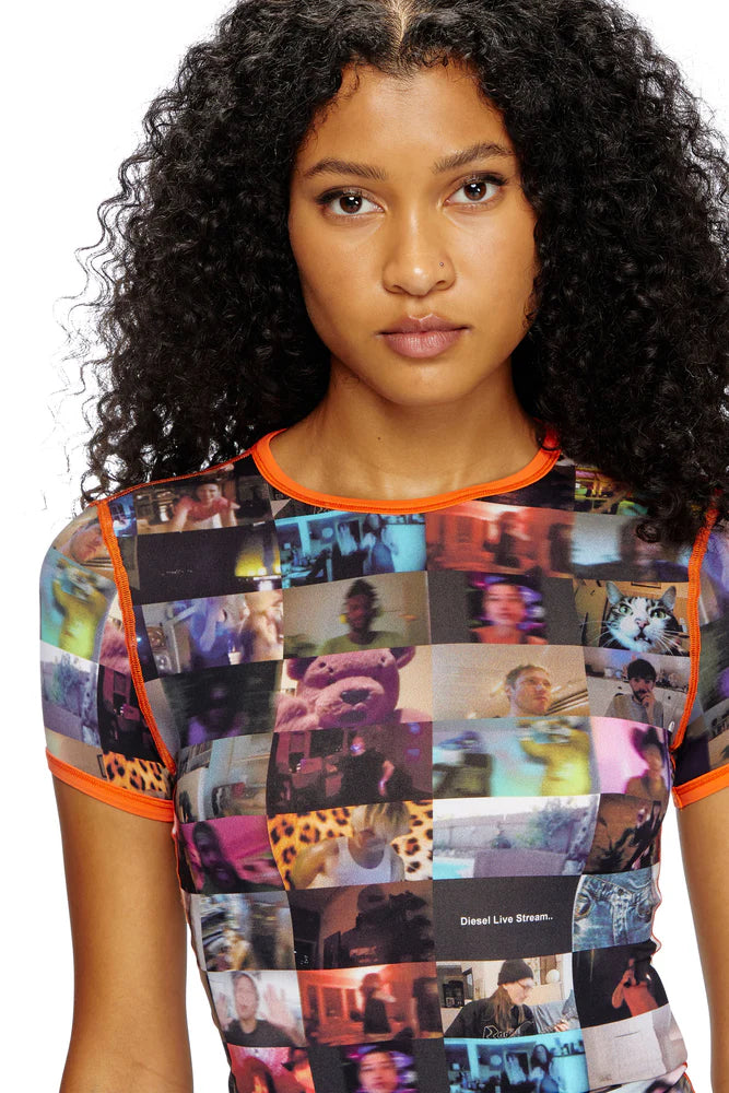 Stretch Jersey Top With Livestream Print
