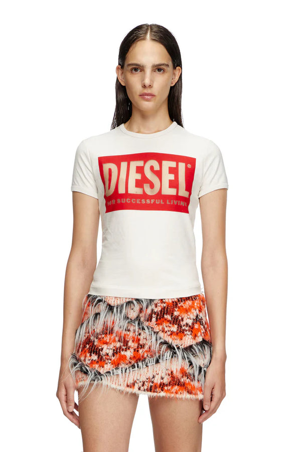 T-Shirt With Devoré Biscotto Logo