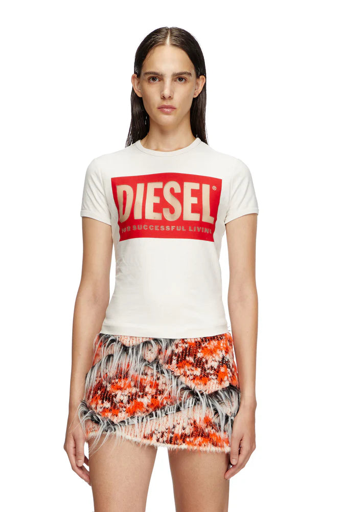 T-Shirt With Devoré Biscotto Logo