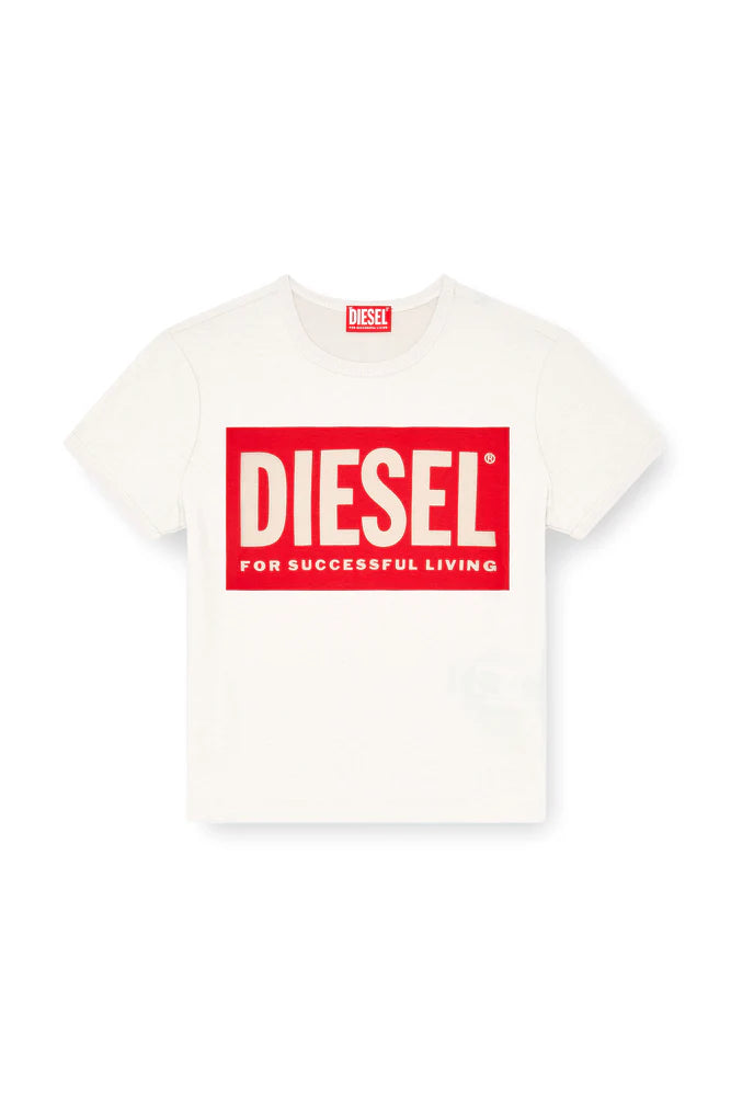 T-Shirt With Devoré Biscotto Logo