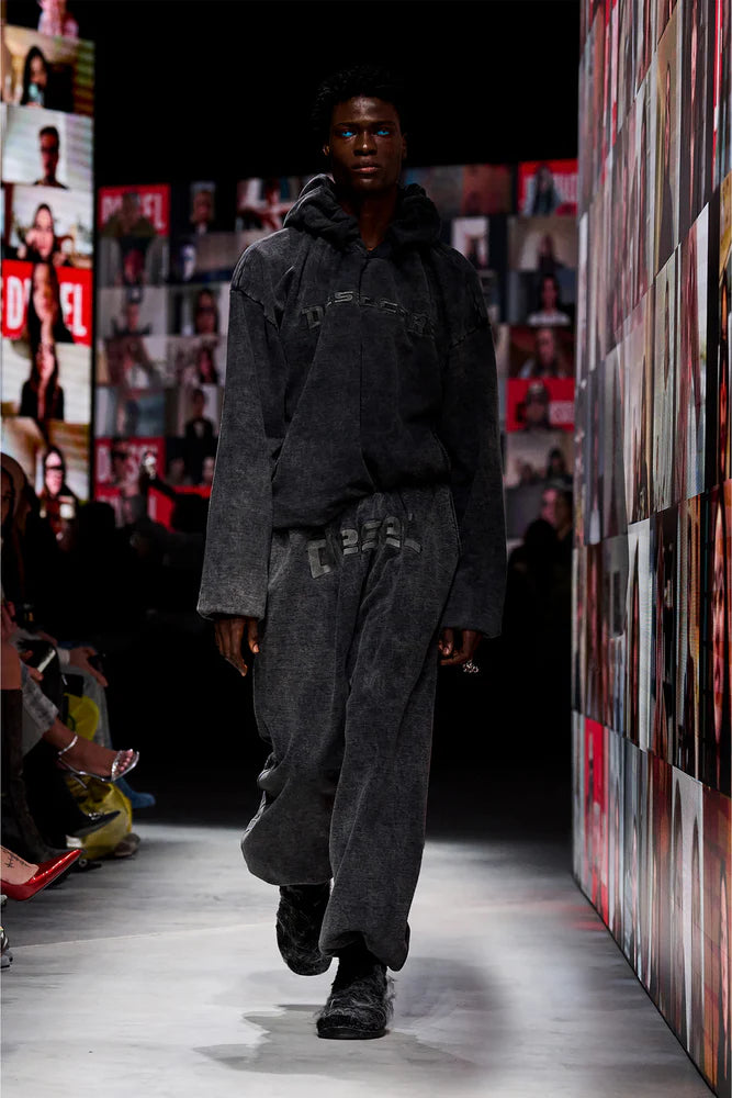 Hoodie With Denim Effect