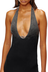 Short halter dress in faded ribbed knit