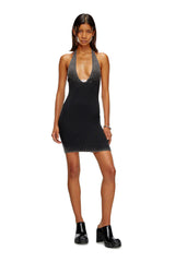 Short halter dress in faded ribbed knit