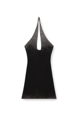 Short halter dress in faded ribbed knit