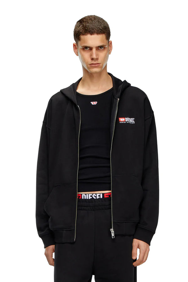 Zip-up hoodie with Diesel embroidery