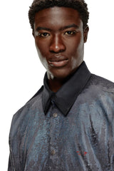Shirt in peel-off denim and muslin