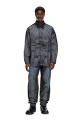 Shirt in peel-off denim and muslin