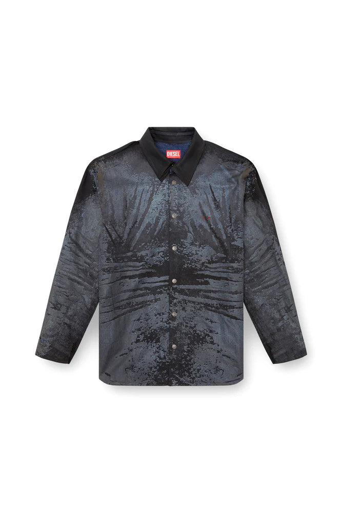 Shirt in peel-off denim and muslin