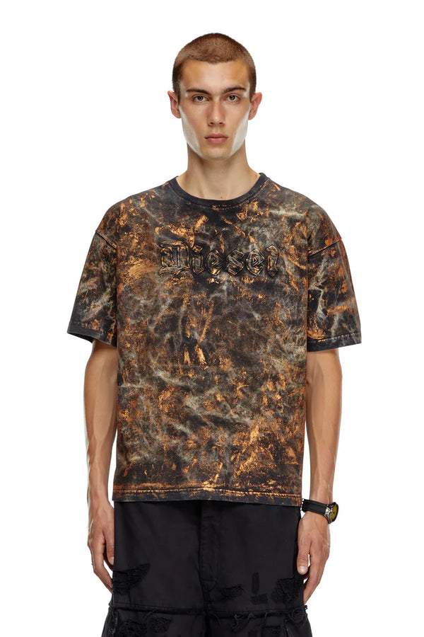 Dirty-effect T-shirt with logo lettering
