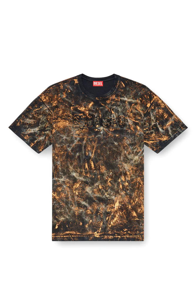 Dirty-effect T-shirt with logo lettering