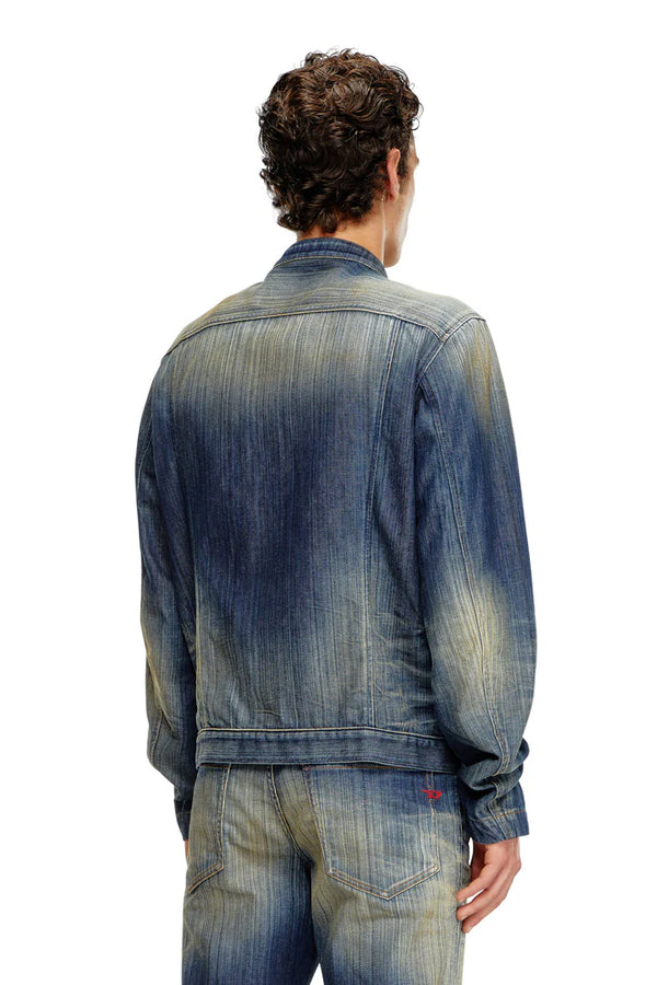 Moto jacket in streaky denim
