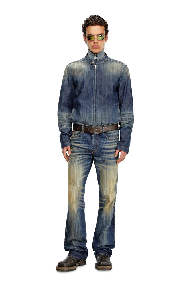 Moto jacket in streaky denim