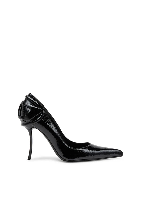 D-Ten&Half-Glossy pumps with curved heel