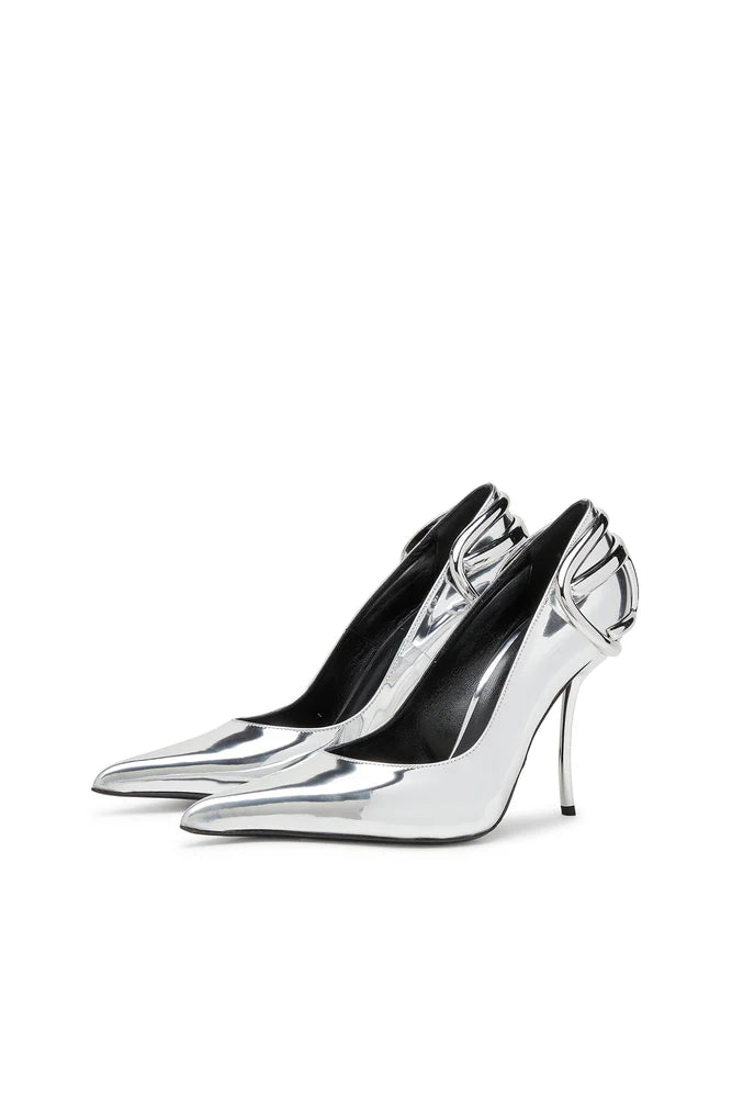 D-Ten&Half-Metallic pumps with curved heel