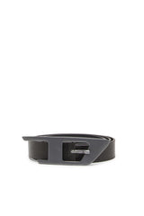 Leather belt with maxi D buckle