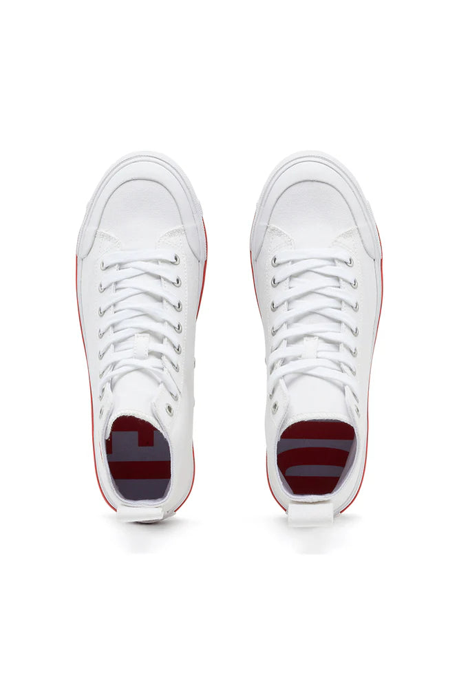 S-Athos Mid W - High-top canvas sneakers with oval patch