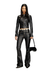 Cropped distressed biker jacket