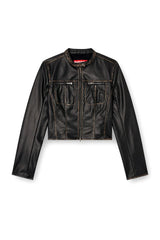 Cropped distressed biker jacket