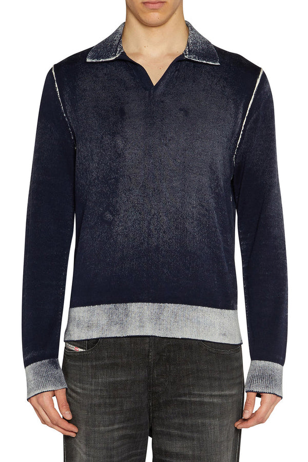Reverse-print polo jumper