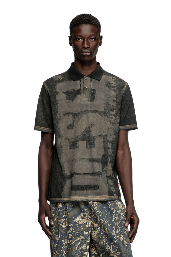 Polo shirt with water print logo