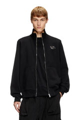 Zip-up sweatshirt with metallic logo
