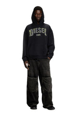 Hoodie with destroyed-effect logo print