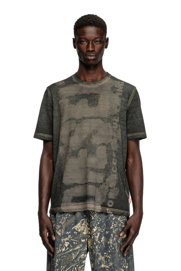 Logo T-shirt in devoré pique