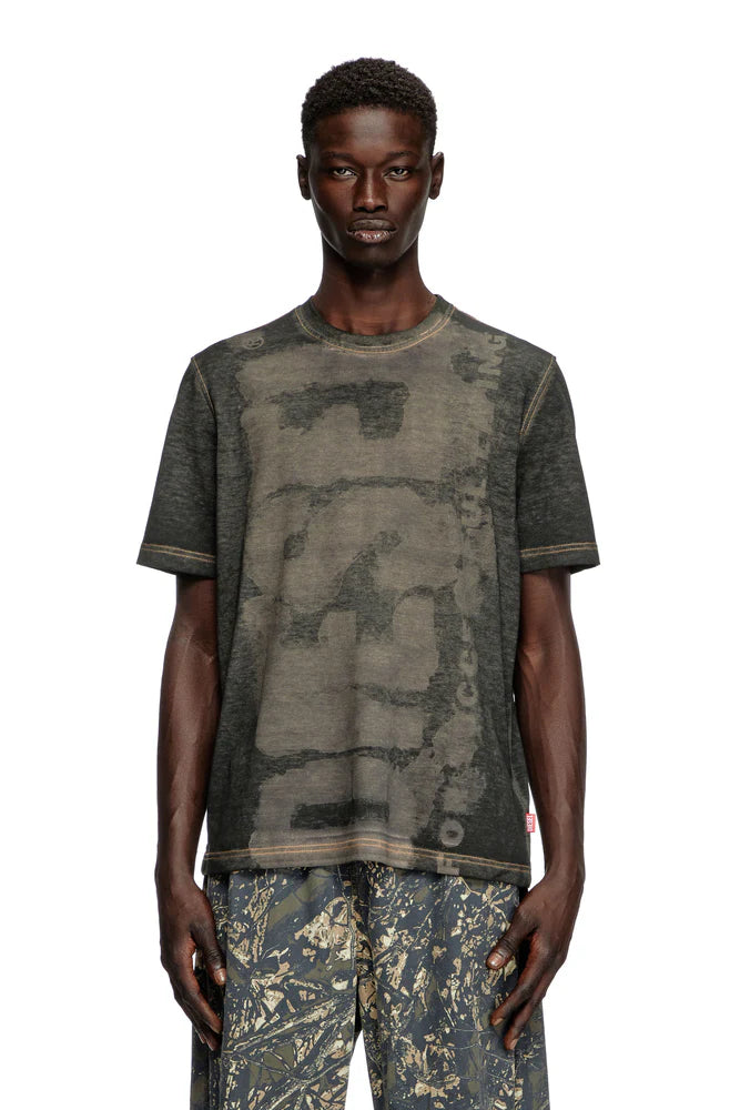 Logo T-shirt in devoré pique