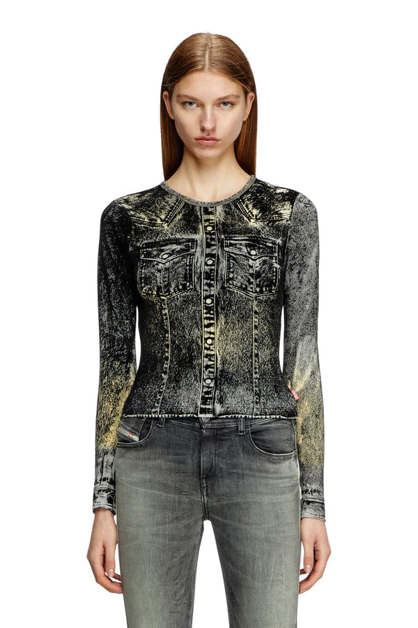 Long sleeve top with jacket print