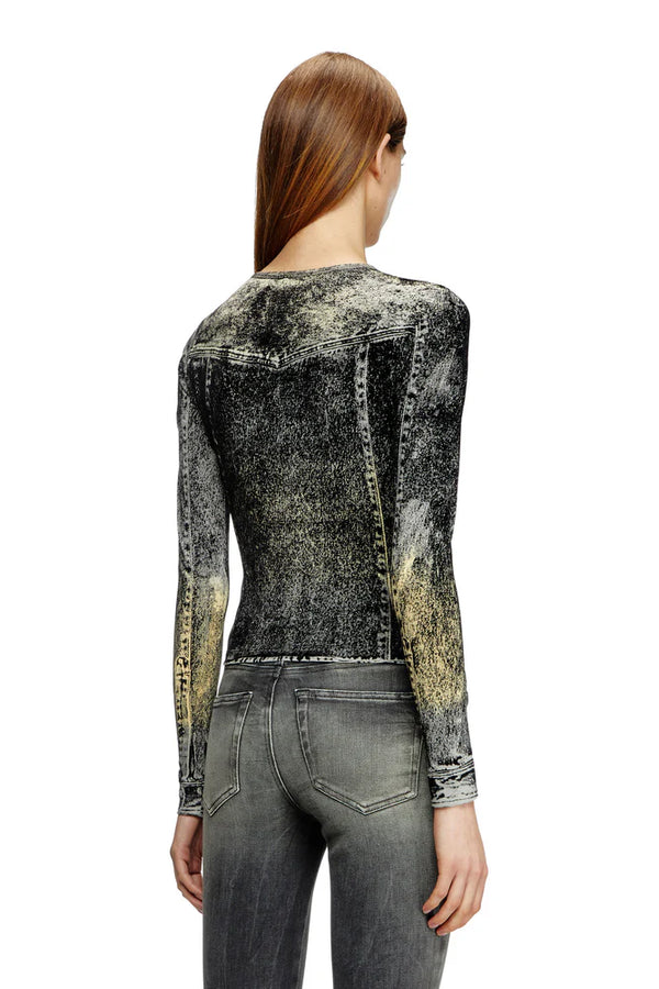 Long sleeve top with jacket print