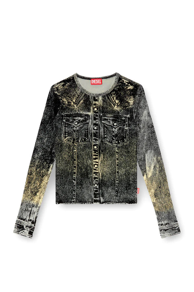 Long sleeve top with jacket print