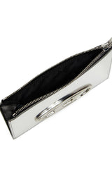 Zipped pouch in mirror leather