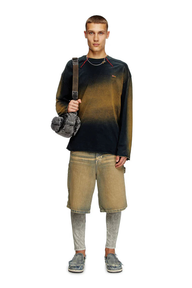 Faded long-sleeve T-shirt with micro logo