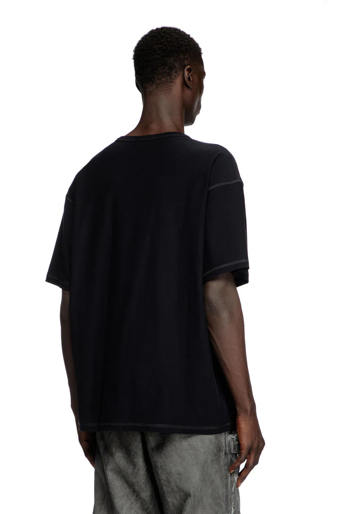 T-shirt with raw jacquard logo