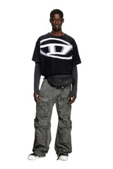 T-shirt with raw jacquard logo