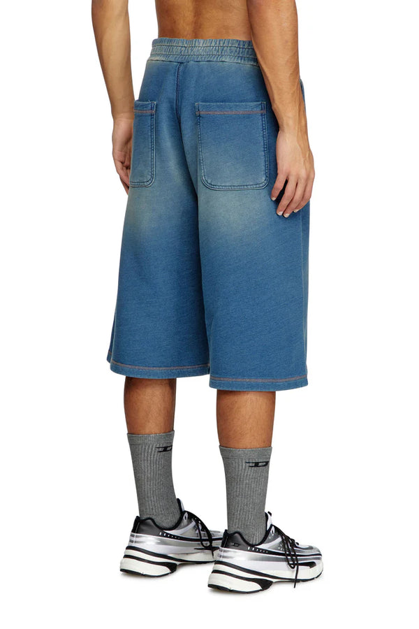 Faded indigo sweat shorts