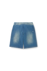 Faded indigo sweat shorts