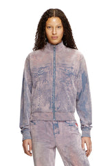 Trompe l'oeil flocked zip-up sweatshirt