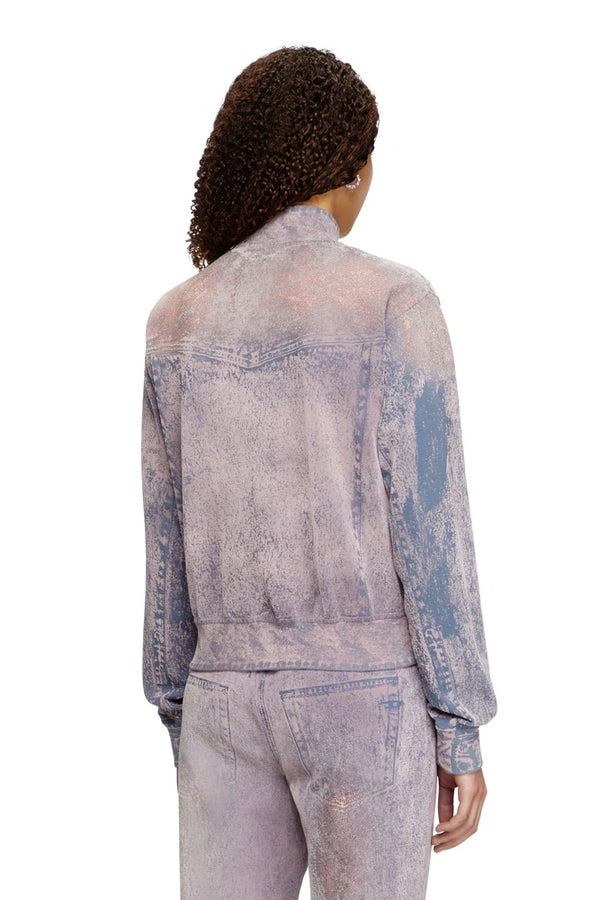 Trompe l'oeil flocked zip-up sweatshirt