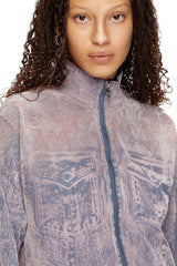 Trompe l'oeil flocked zip-up sweatshirt