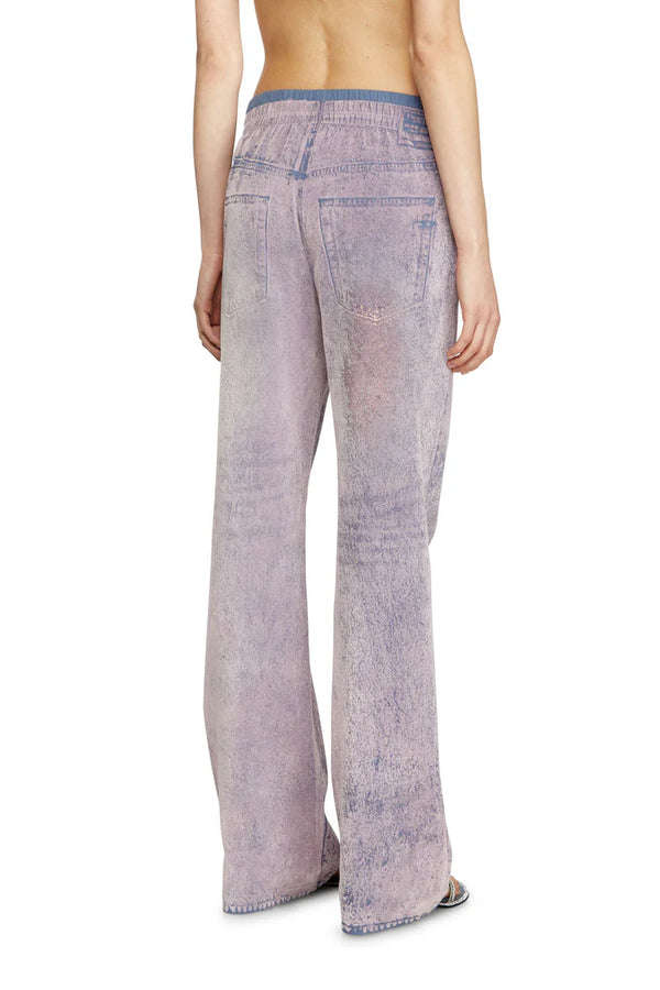 Wide leg sweat pants with bleach treatment