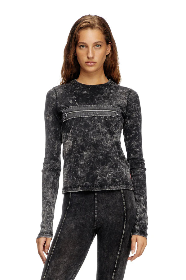 Marbled top with zipped cut-out