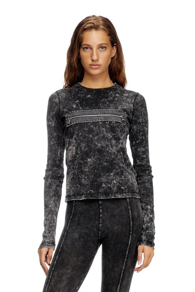 Marbled top with zipped cut-out