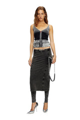 Knit tank top with denim cargo pockets